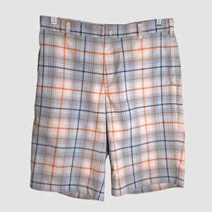 Nike Golf Mens Shorts 34 Blue Plaid Dri Fit Tour Performance Flat Front‎ Stretch